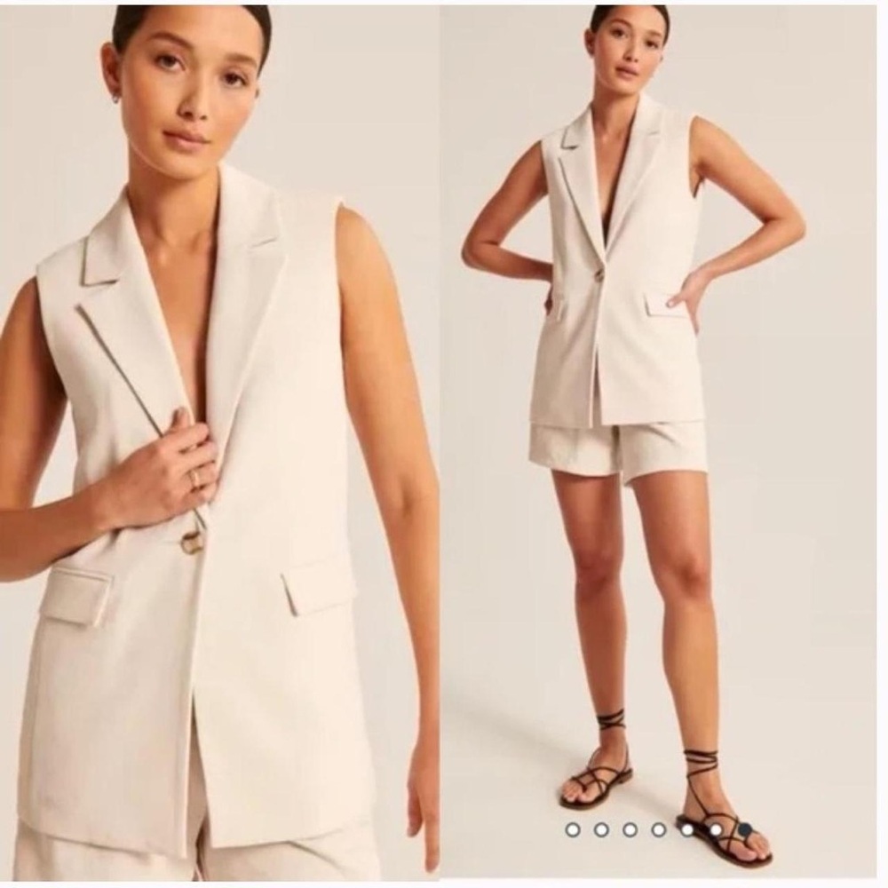 Abercrombie & Fitch Cream Sleeveless Blazer Vest - Picture 5 of 5
